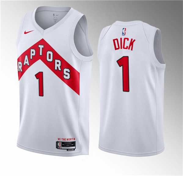Men's Toronto Raptors #1 Gradey Dick White 2023 Draft Association Edition Stitched Basketball Jersey Dzhi